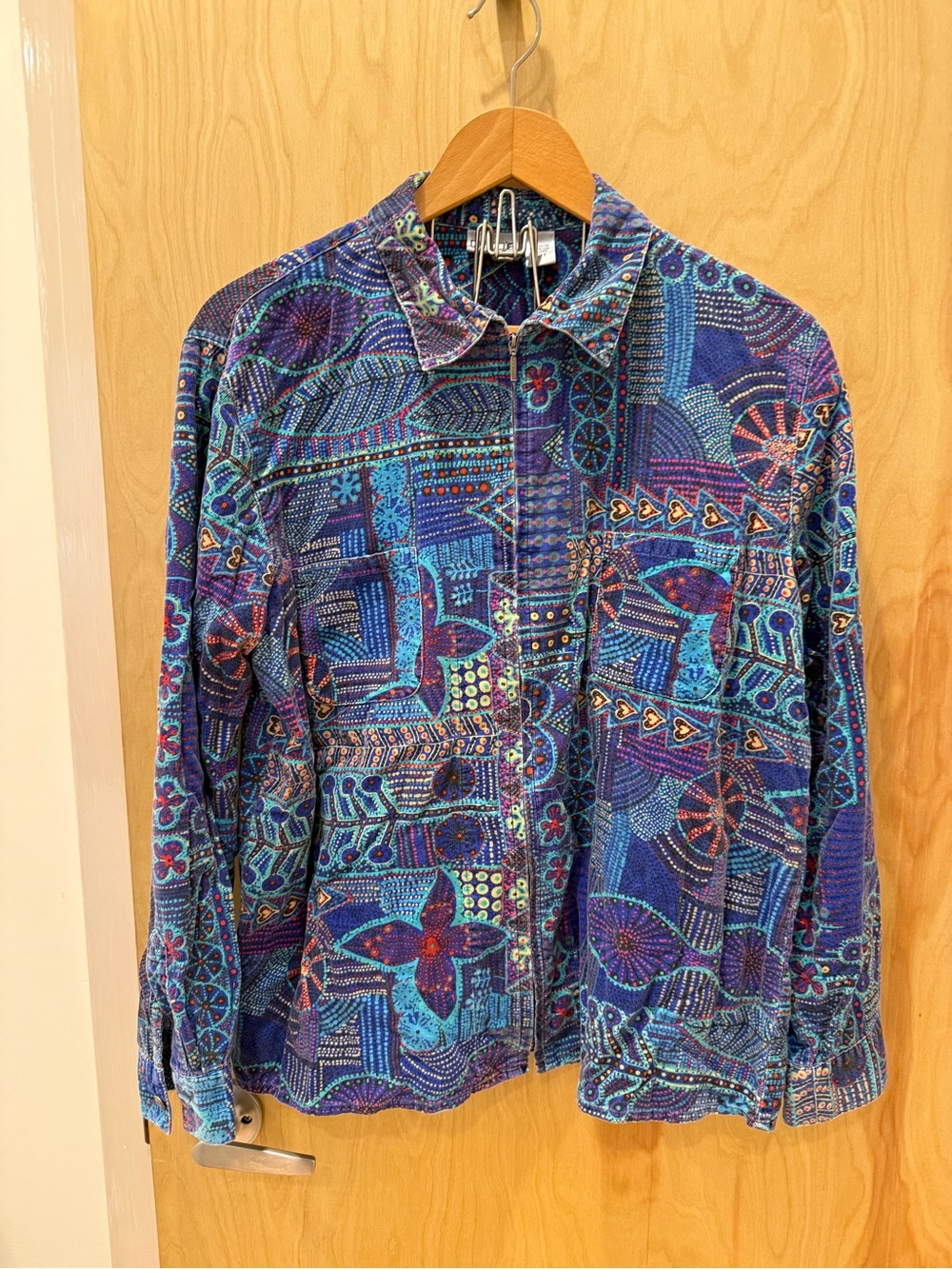 Chico's Blue Patterned Zip-Up Jacket
